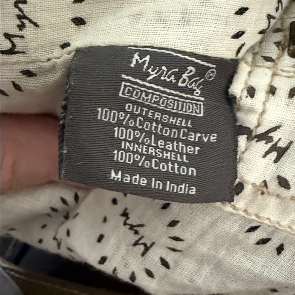 Myra Bag Aesthetic Shoulder Bag Upcycled Cotton & Leather T25 - Picture 8 of 10